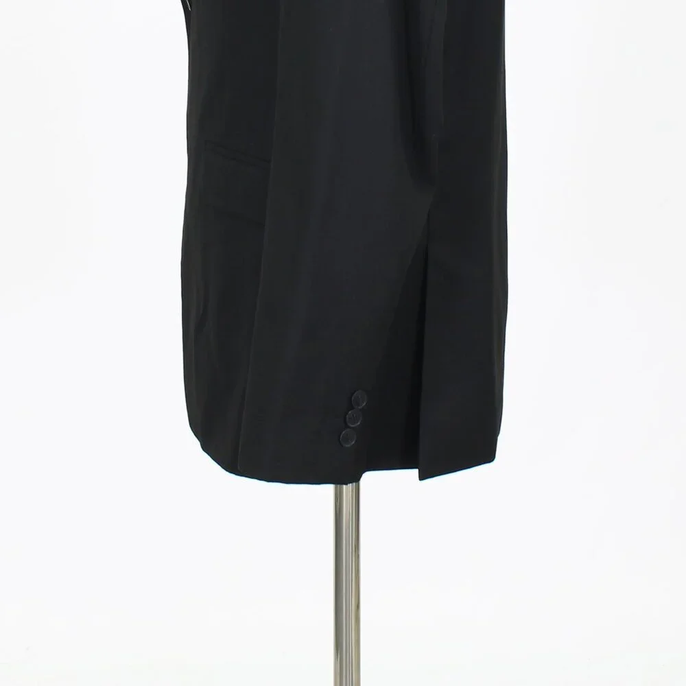 Calvin Klein 42R Black Solid 2-Button Sport Coat Blazer Jacket P450